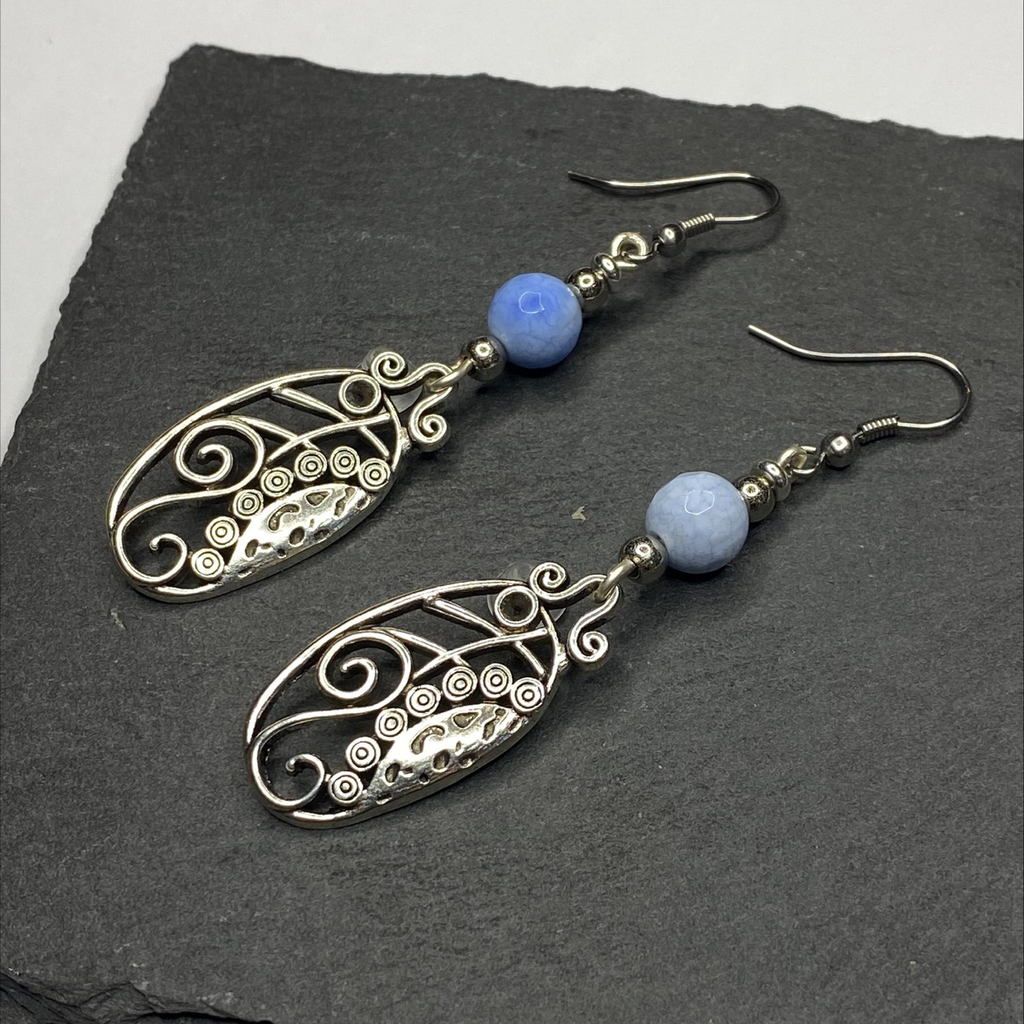 Fire Cracker Blue Bohemian Dangle Earrings