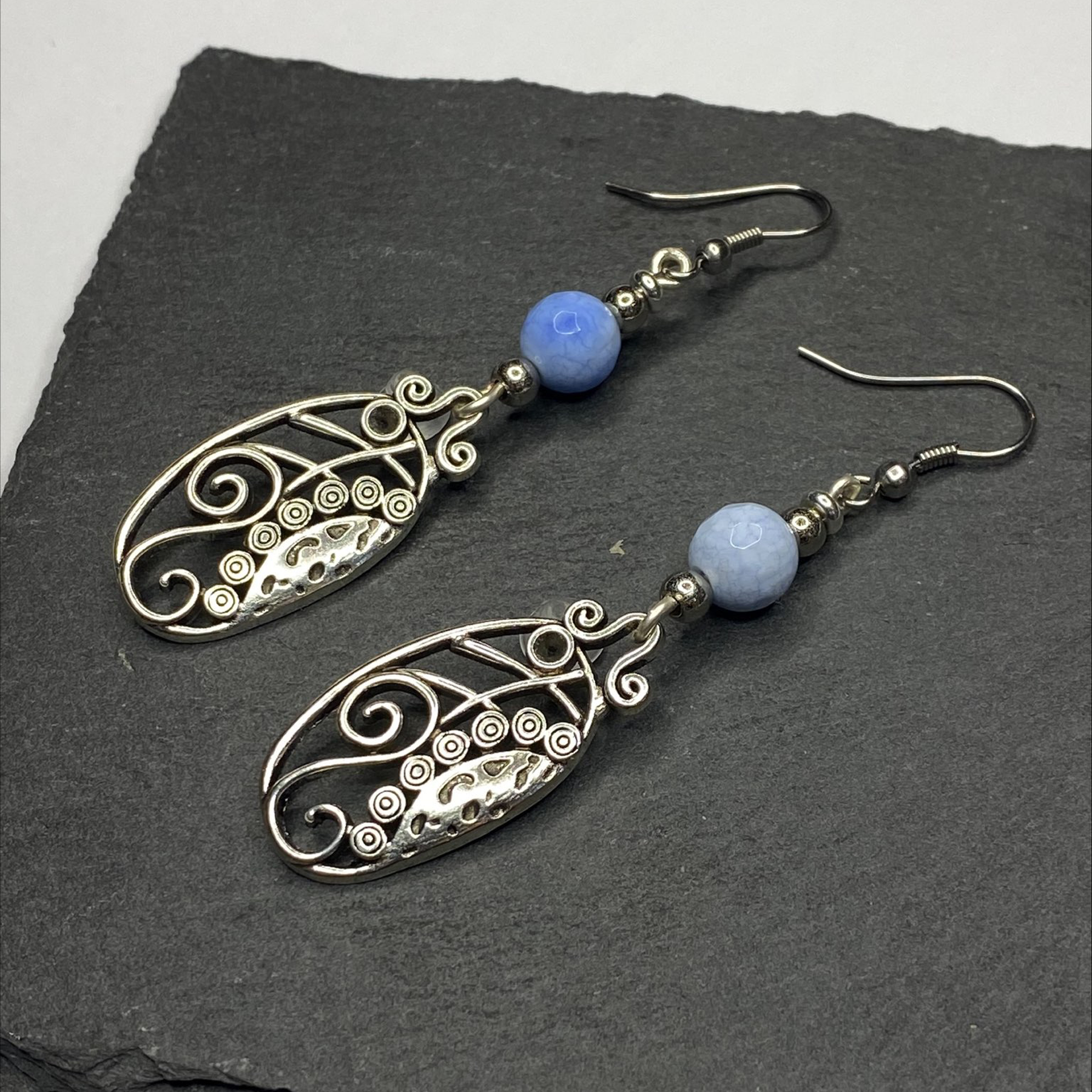 Fire Cracker Blue Bohemian Dangle Earrings