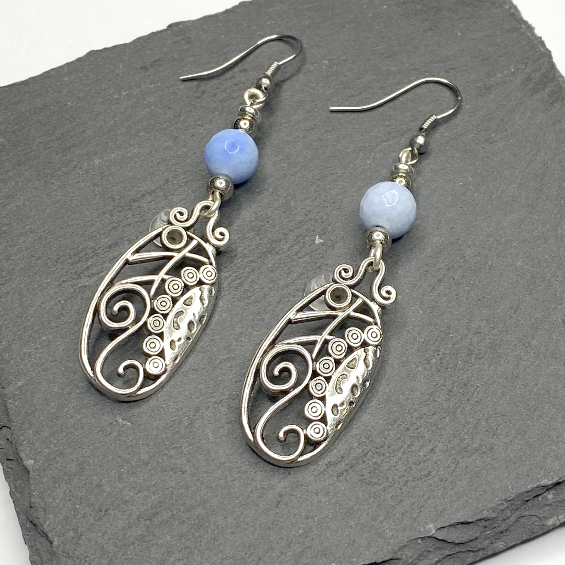 Fire Cracker Blue Bohemian Dangle Earrings