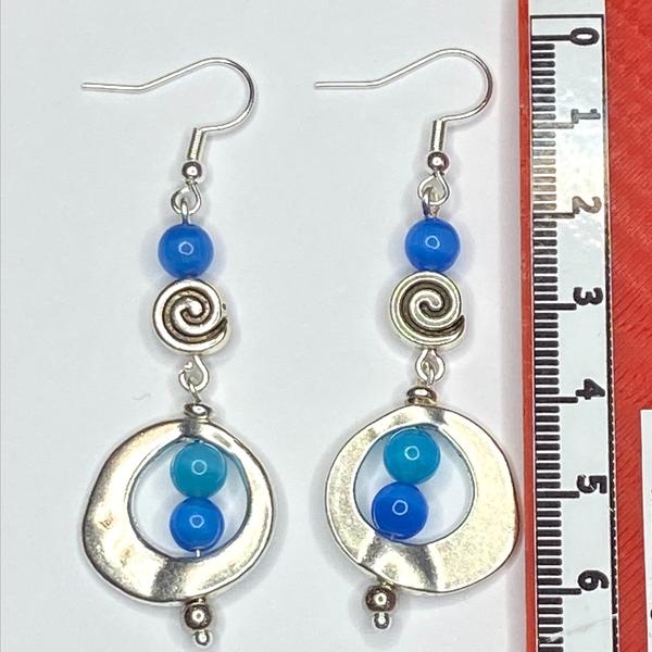 Festival Blue Swirl Bohemian Dangle Earrings