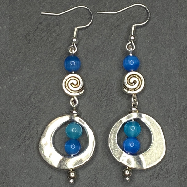 Festival Blue Swirl Bohemian Dangle Earrings