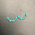 Tuquoise and Silver Hoops