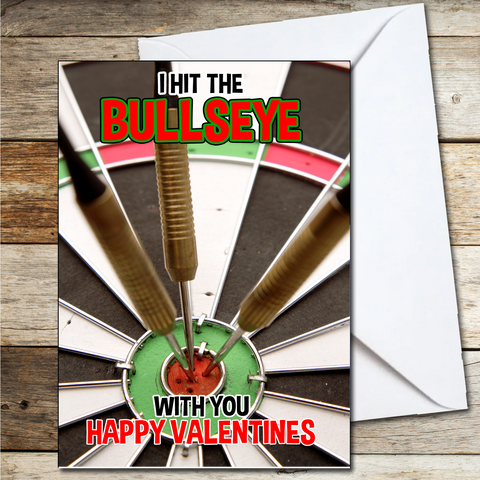 Hit the Bullseye Darts Player Inspired Valentine Card for Husband Boyfriend Fiance