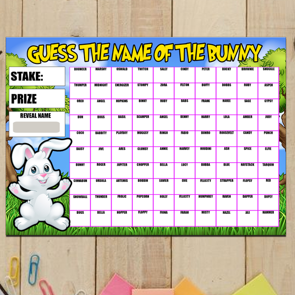 A4 Guess the name Fundraising Scratch Card Game 100 Fund Raiser