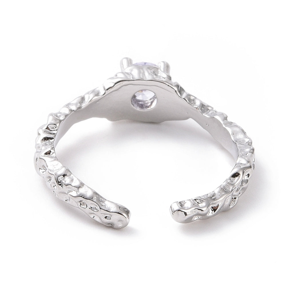 Open Cuff Ring, Platinum Plated Brass for Women, Lavender Style