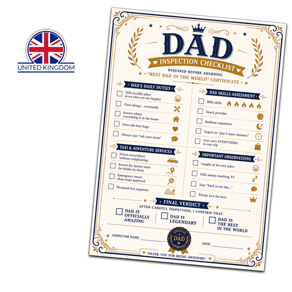 A Father’s Day Gift He’ll Actually Keep – Funny Dad Certificate and/or Checklist