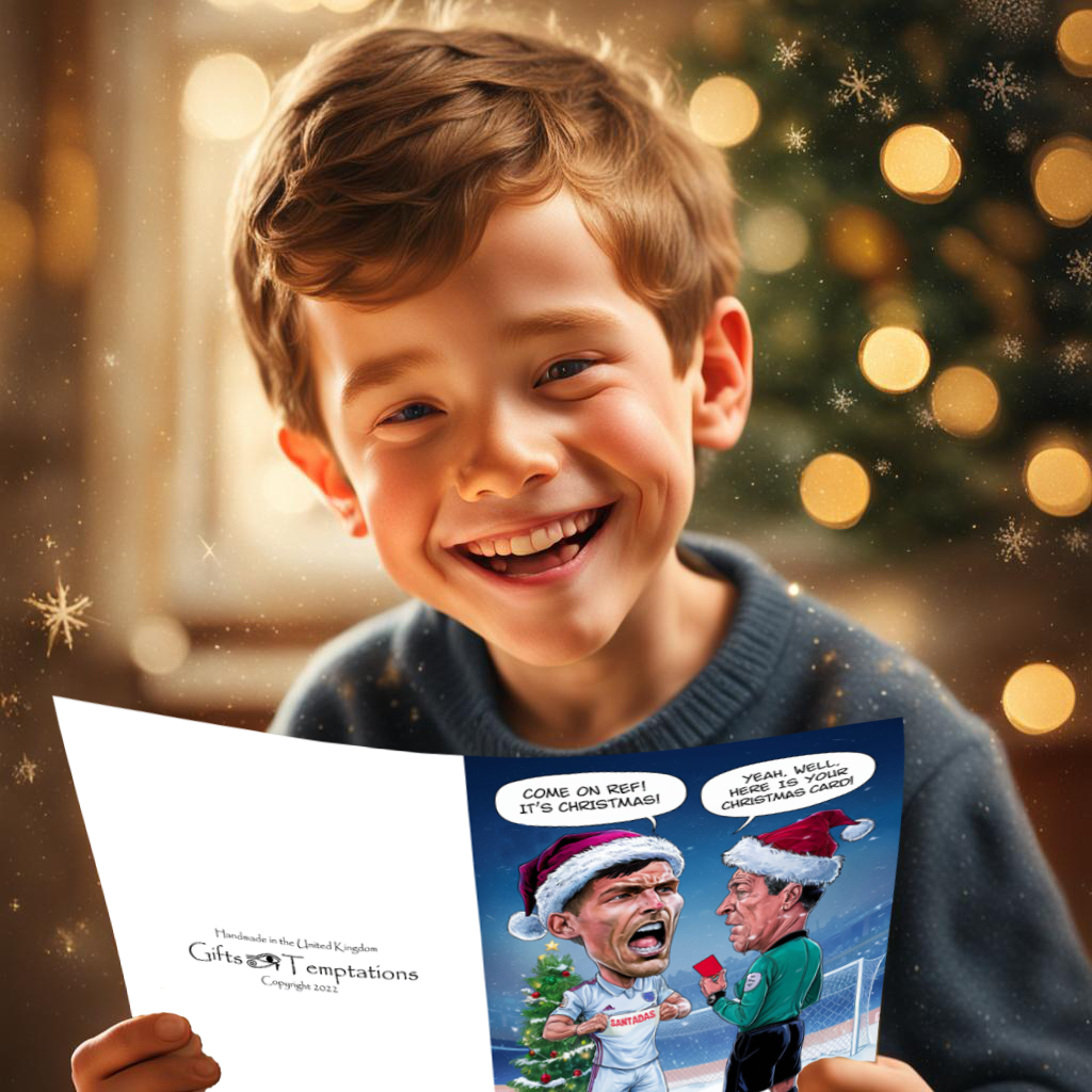 Funny Football Christmas Card A5 Size, 14.8cm x 21cm