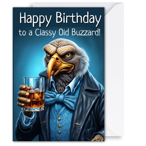 Funny Birthday Cards for Him 'Happy Birthday To A Classy Old Buzzard' For Husband, Friend