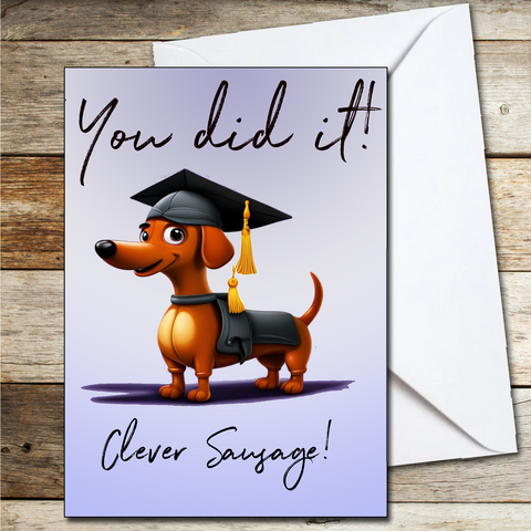 Graduation Card, Class of 2023 School Leavers Card, Good Luck Congratulations A5 Clever Sausage