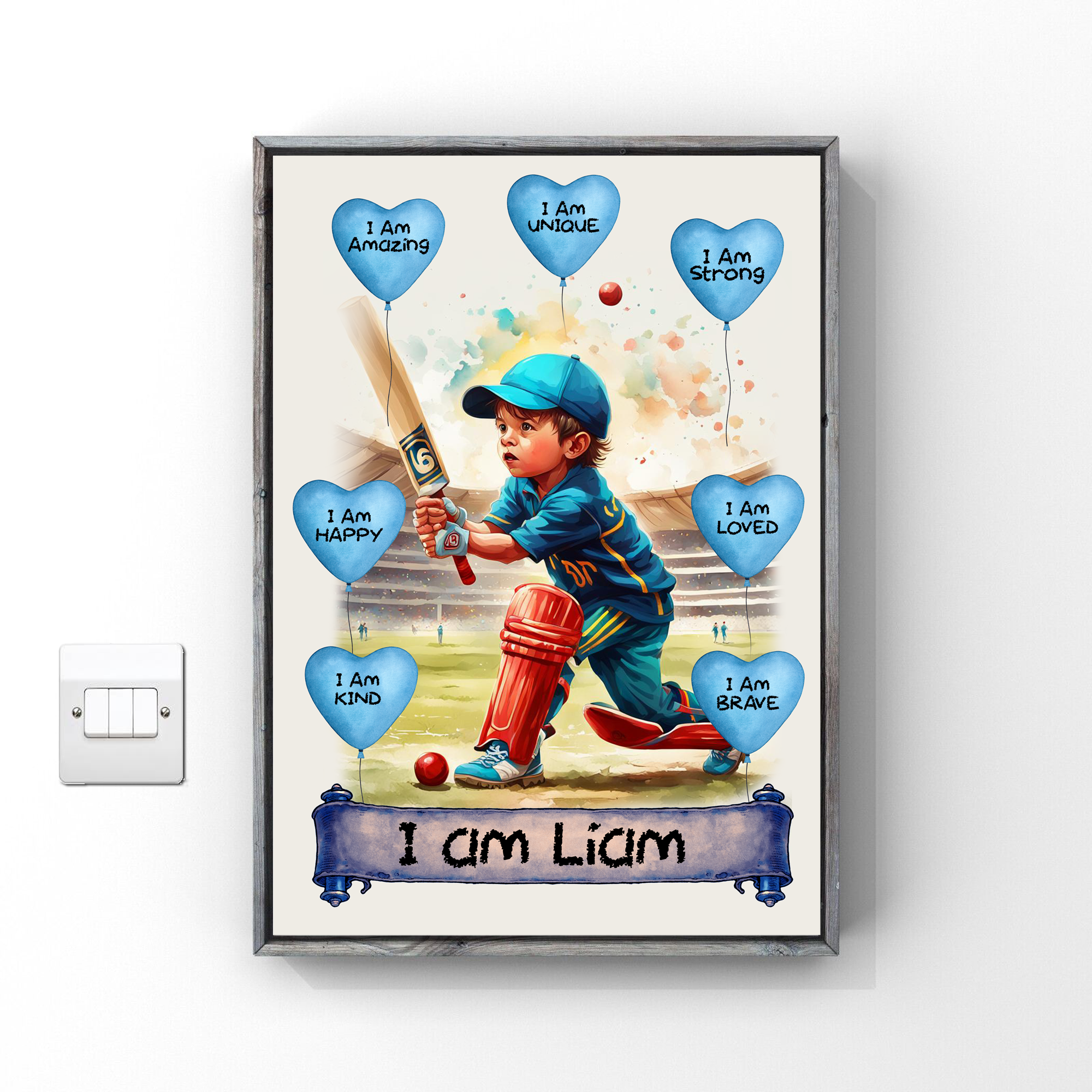 Boys Bedroom Wall Art Decor Birthday Gift Brother Son Grandson Wall Art Cricket Fan
