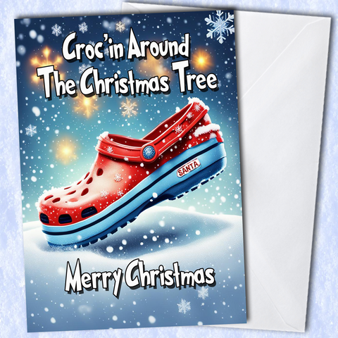 Croc'in Around the Christmas Tree Card