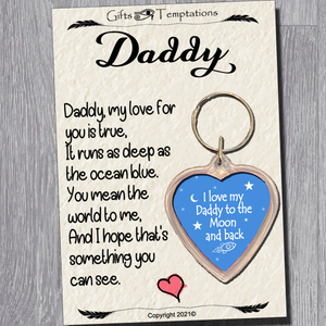Daddy Father's Day Gift Fathers Day Keyring Moon and Back