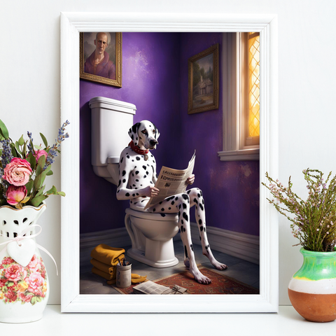 Potty Paws: Dalmatian Delight in Unexpected Places Wall Art