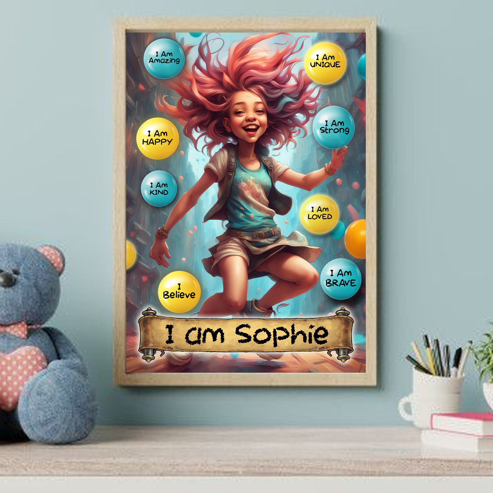 Personalised "I Am Amazing" Positive Affirmation Print – Dancing Girl