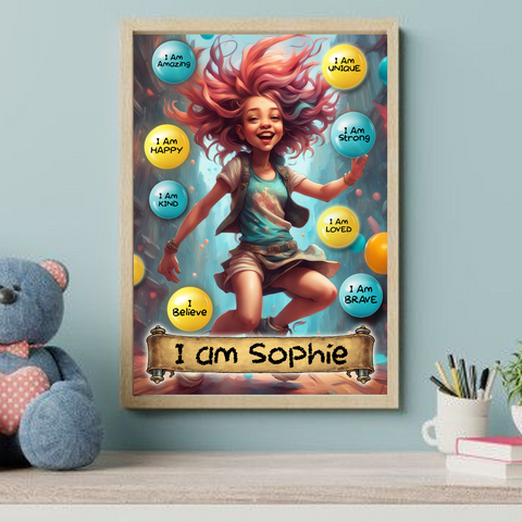 Positive Affirmation Personalised I Am Amazing Prints Dancing Girl