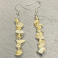 Natural Citrine Chip Bead Tumbled Dangle, Framed, Necklace