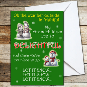 Christmas Card for Grandchildren, Granddaughter, Grandson Weather outside A5