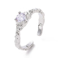 Open Cuff Ring, Platinum Plated Brass for Women, Lavender Style