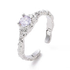 Open Cuff Ring, Platinum Plated Brass for Women, Lavender Style