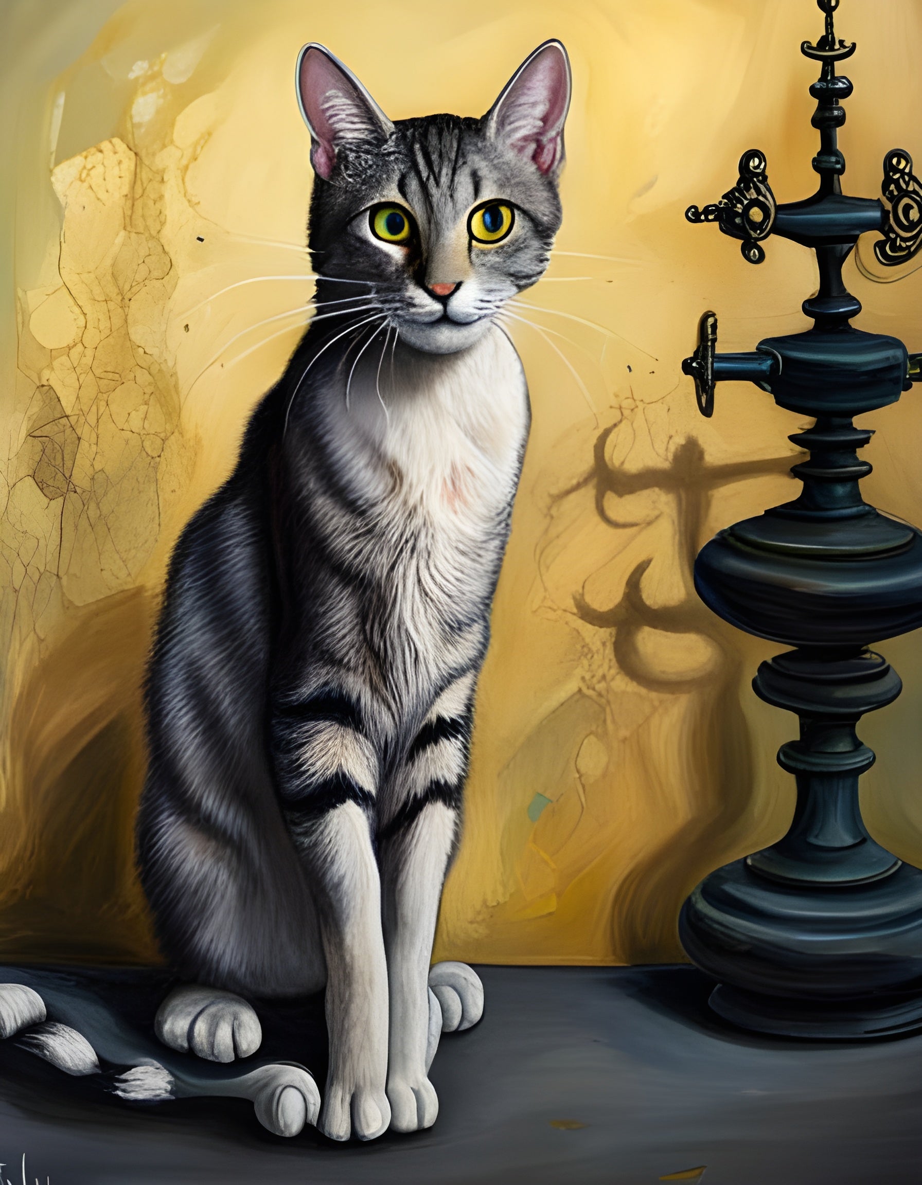 Tabby cat sitting unique gift print