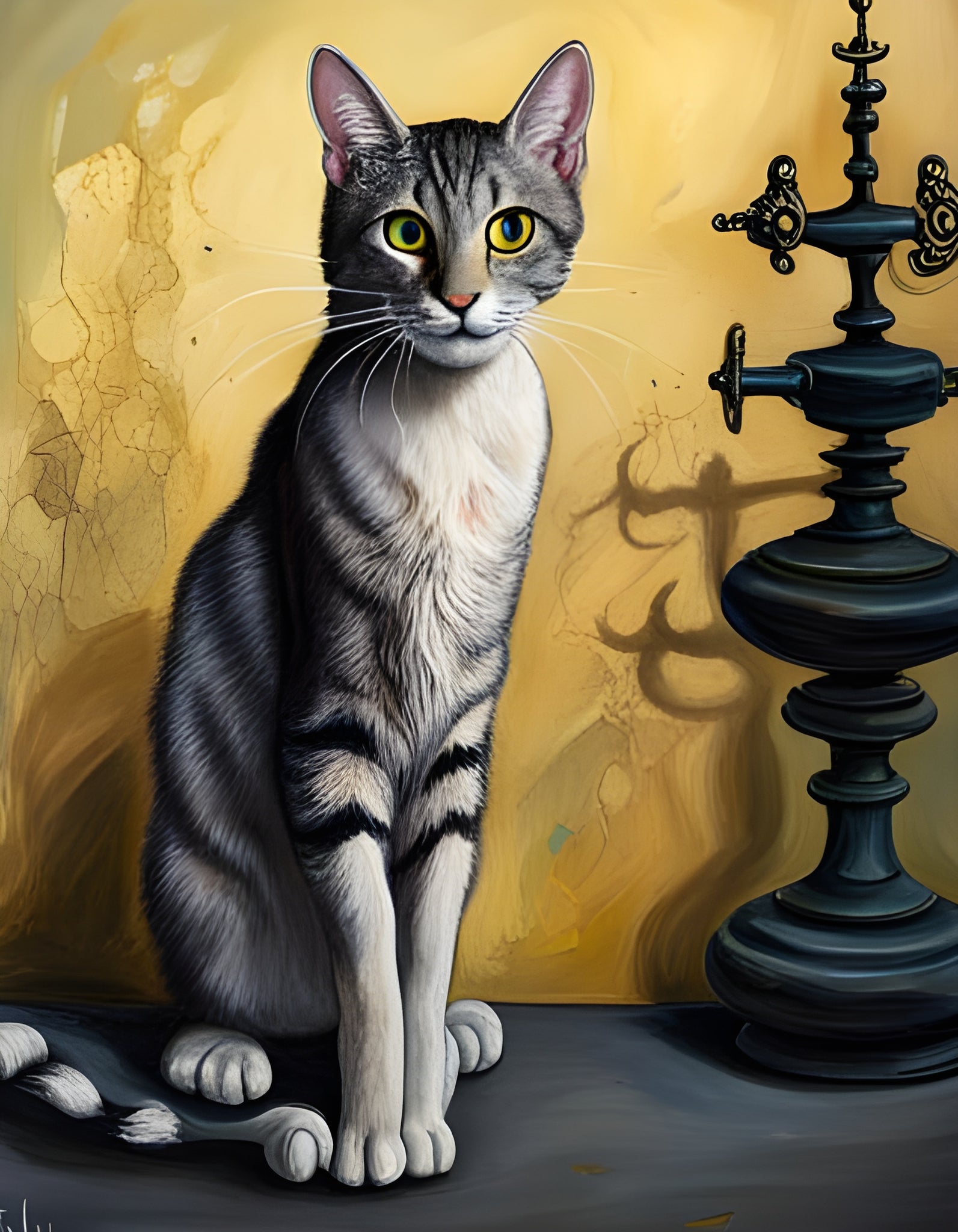 Tabby cat sitting unique gift print