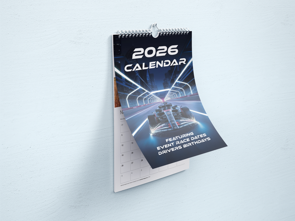 2026 Calendar Formula Racing Motorsports Events Dates, Driver Birthdays, A4 Size