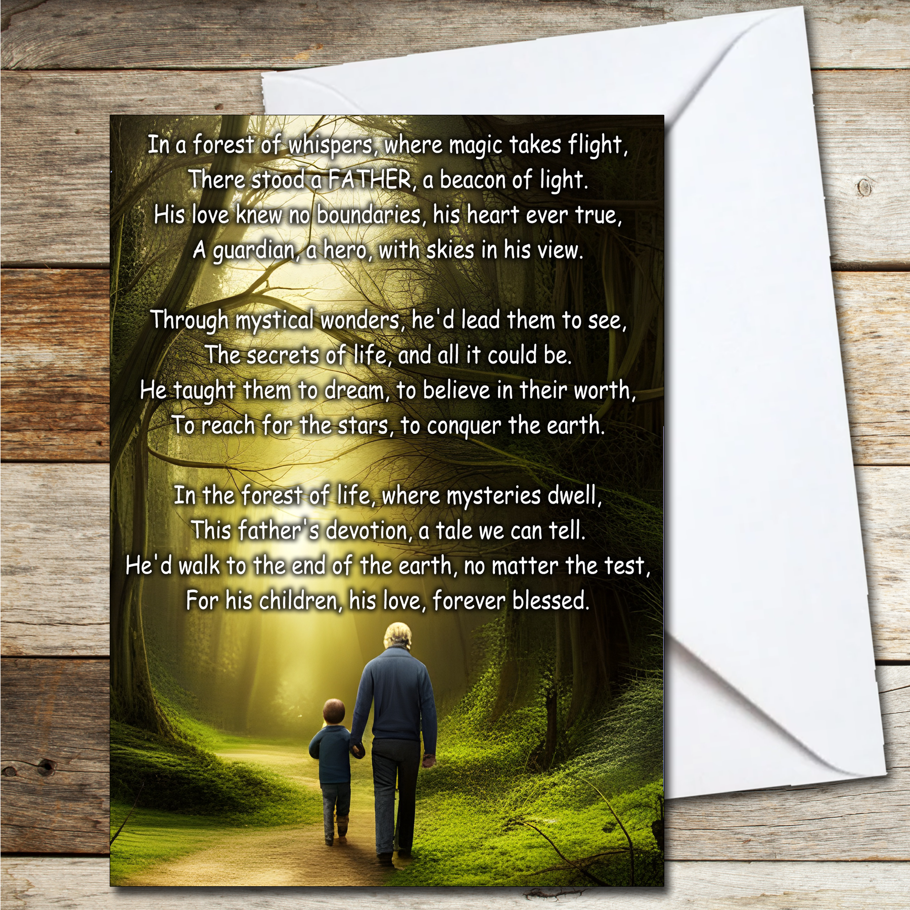 Father's Day Card A Fathers Devotion Poem Card for Dad from Son