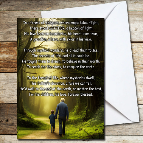 Father's Day Card A Fathers Devotion Poem Card for Dad from Son