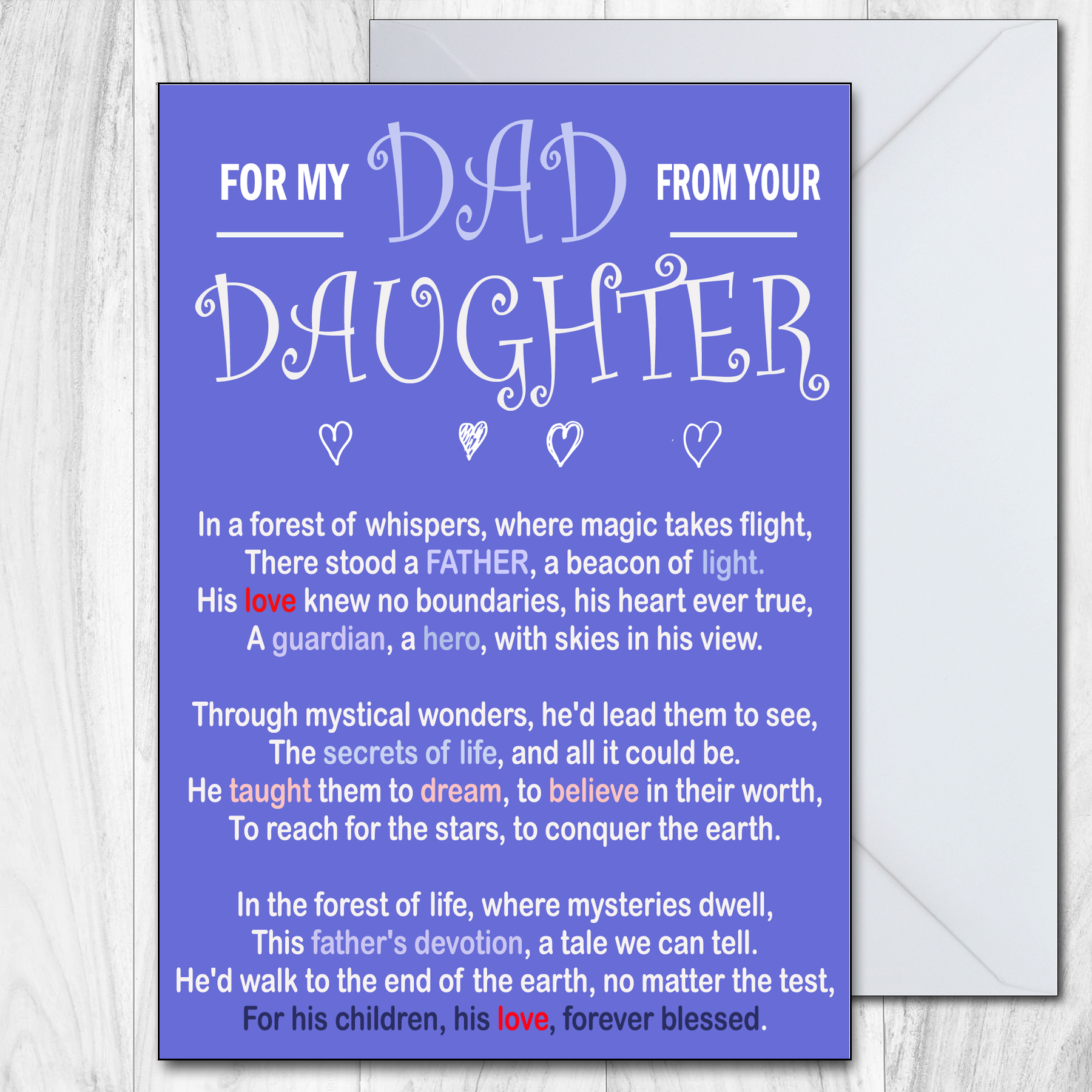 Fathers Day Card for Dad From Daughter Adorable Fathers Day Card For Dad