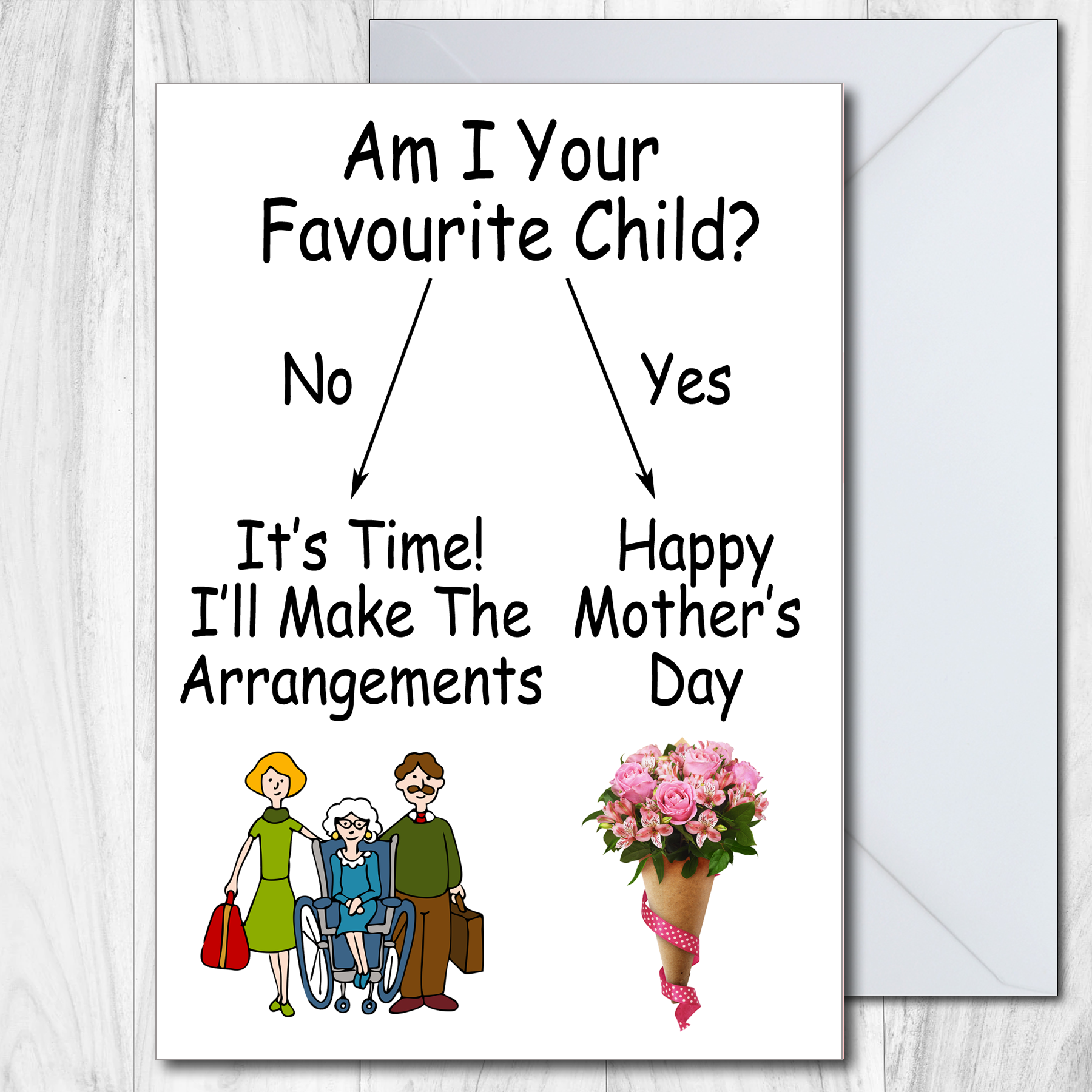Funny Mothers Day Special Birthday Card Mum Favourite Child Son Daughter Humour