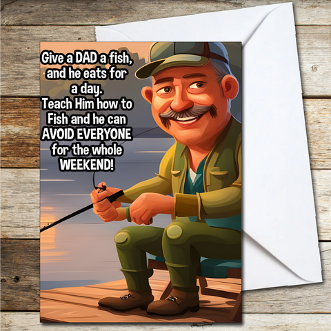 Funny Father's Day Card Teach a Dad to Fish