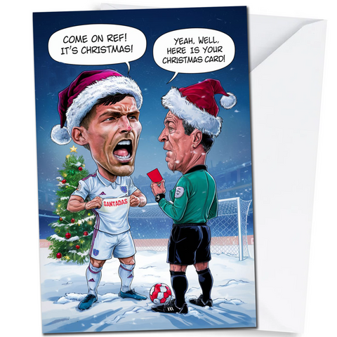 Funny Football Christmas Card A5 Size, 14.8cm x 21cm