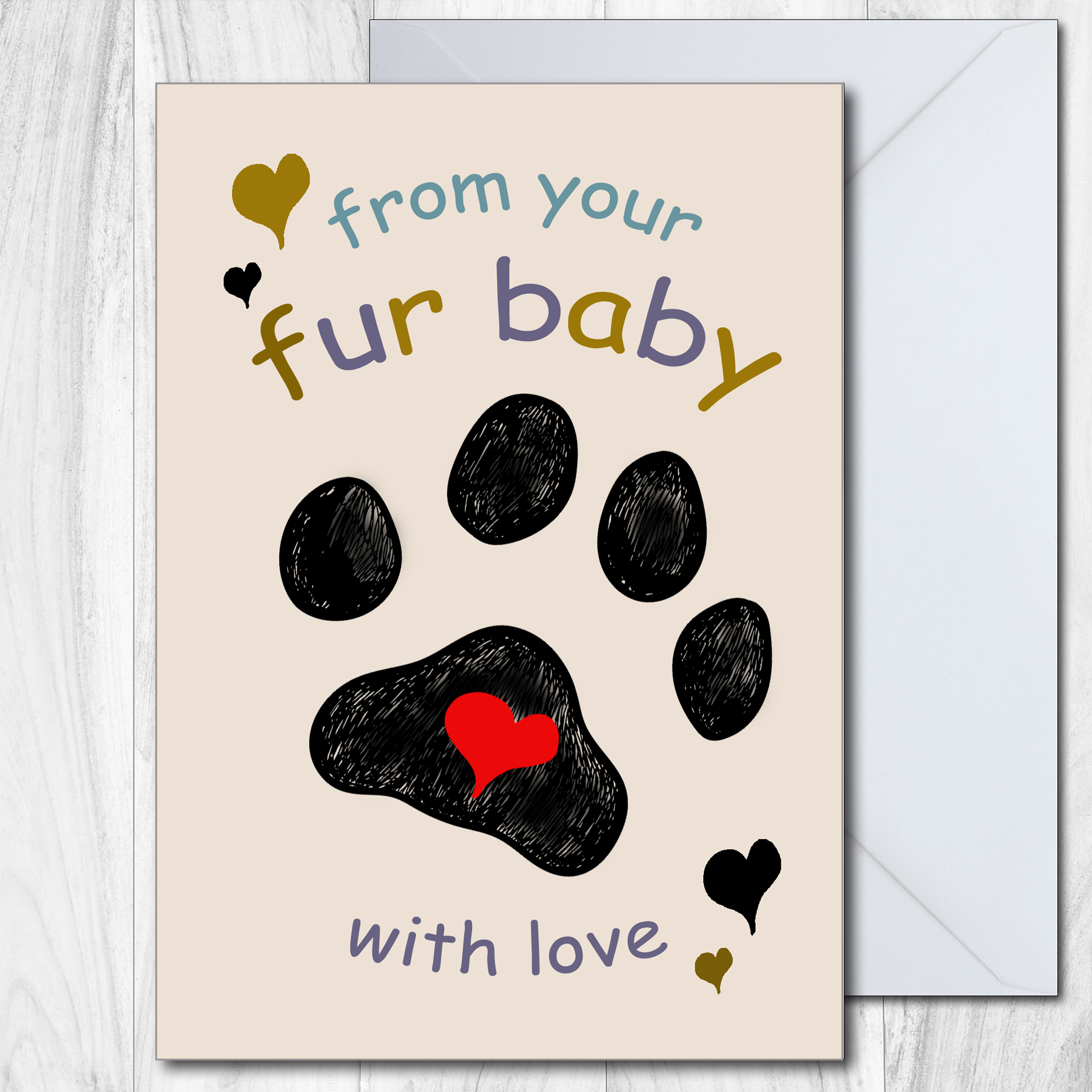 Dog Mothers Day Card 'From Your Fur Baby' Sweet Birthday Card for Pet Owners Dog Cat Mum from Dog