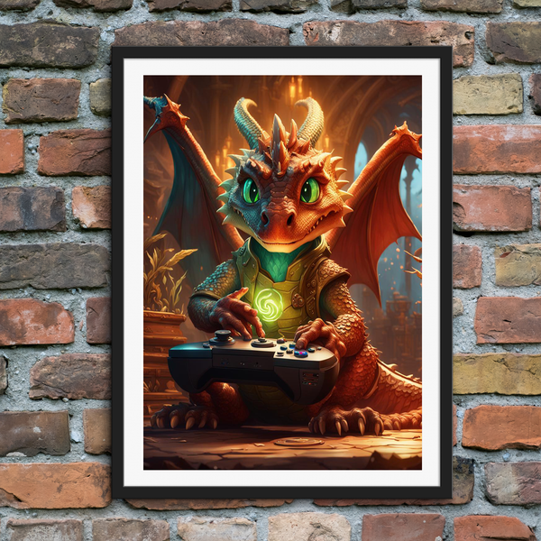 Digital Dragon Delight: Gaming Glossy Wall Art Decor Print