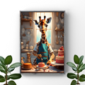 Giraffe Gourmet: Whimsical Baking Wall Art Print Decor Print