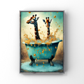 Giraffe in a Bath: Bathroom Wall Art Decor A4 Print