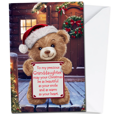 Christmas Card for Granddaughter A5 Size