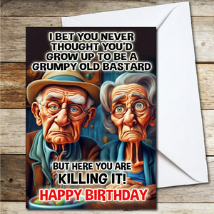 Funny Rude Birthday Card for Dad Brother Mother Mum Mam Grumpy
