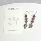 Violet Imperial Jasper Bohemian Leaf Dangle Earrings