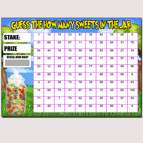 Guess How Many Sweets Charity Fundraising Game Summer Fete Fayre A4