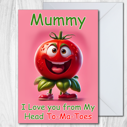 Mother's Day Card I Love You Mummy Birthday Card for her Funny Card for Mummy Fun Tomato Happy Birthday A5