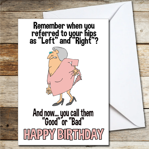 Funny Birthday Card Left and Right Hips