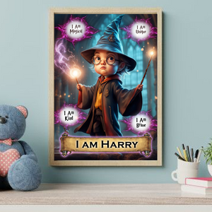 Positive Affirmation Personalised I Am Amazing Wizard Prints