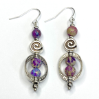 Groovy Boho Dangle Earrings, Imperial Jasper, Blue Cat Eye, Turquoise Howlite and Sea Shell, Malachite Bead