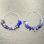 Large Hooped Earrings Natural Blue Lapis Lazuli