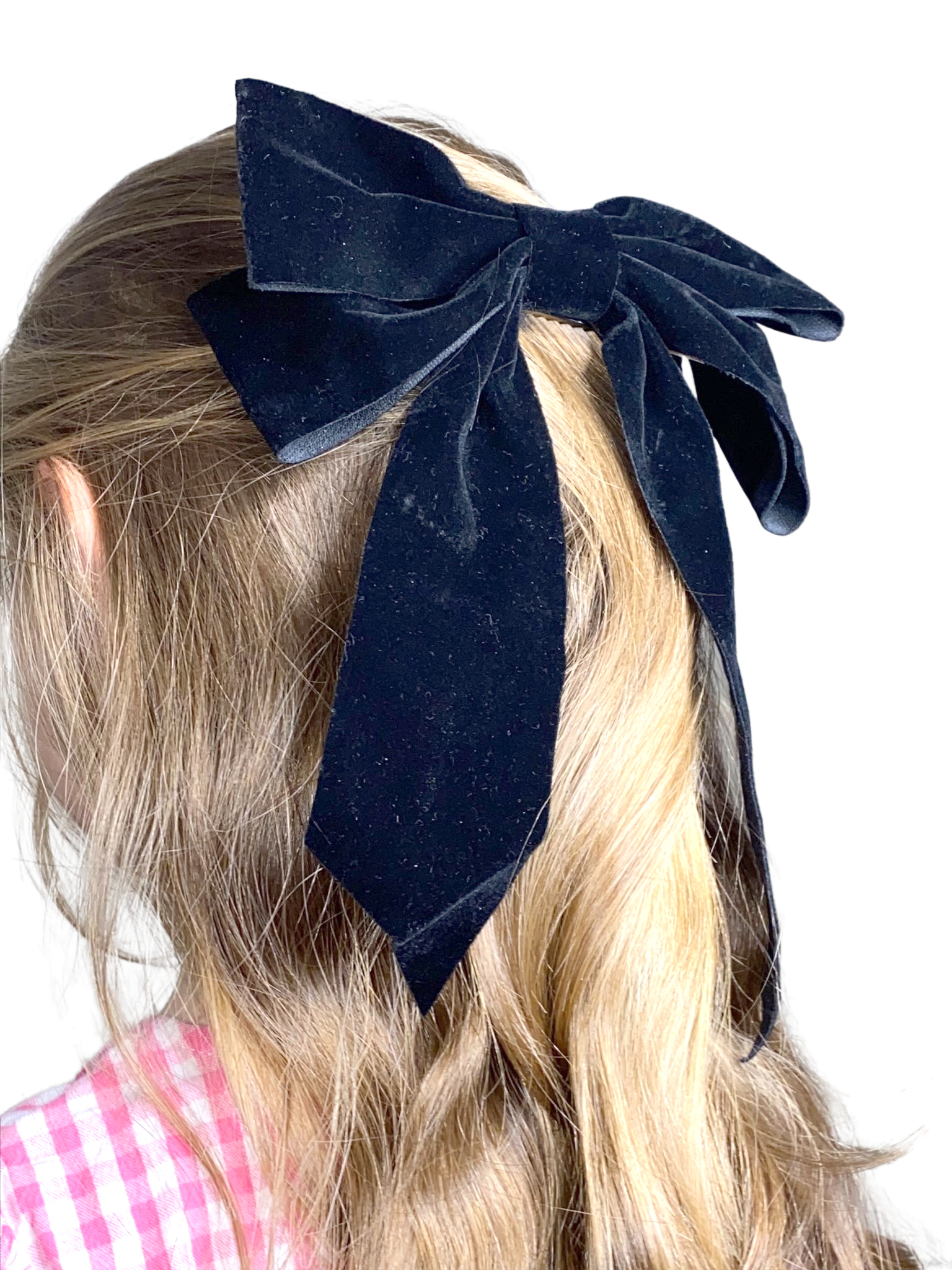Set of 2 Hair Bow Clips in Black Velvet, Set of Clips for Girls, Girls and Adults