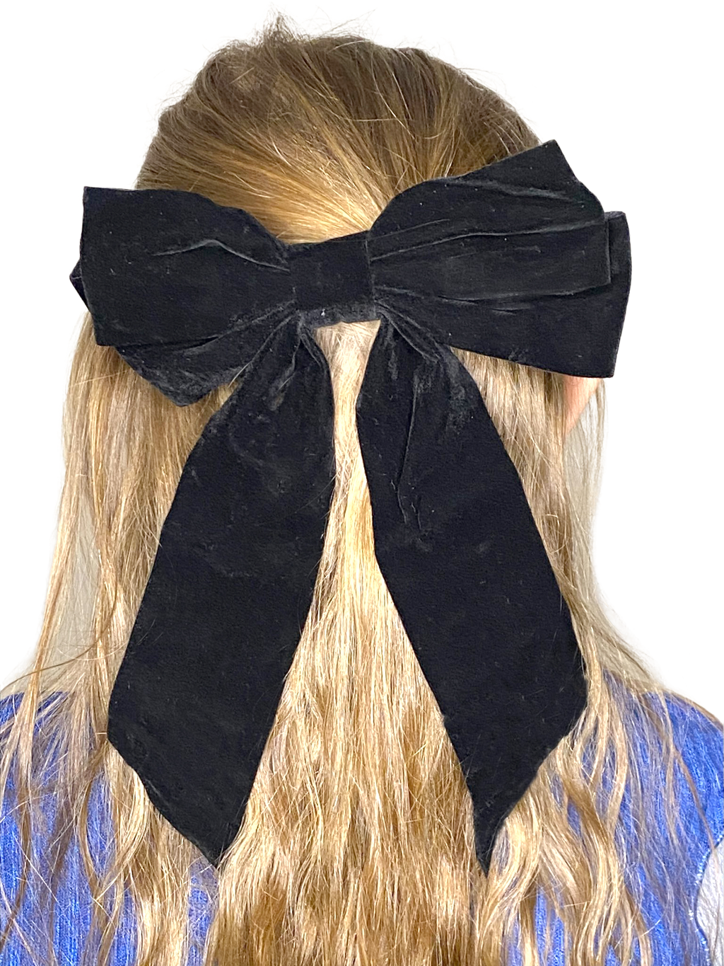Set of 2 Hair Bow Clips in Black Velvet, Set of Clips for Girls, Girls and Adults