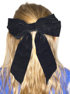 Set of 2 Hair Bow Clips in Black Velvet, Set of Clips for Girls, Girls and Adults