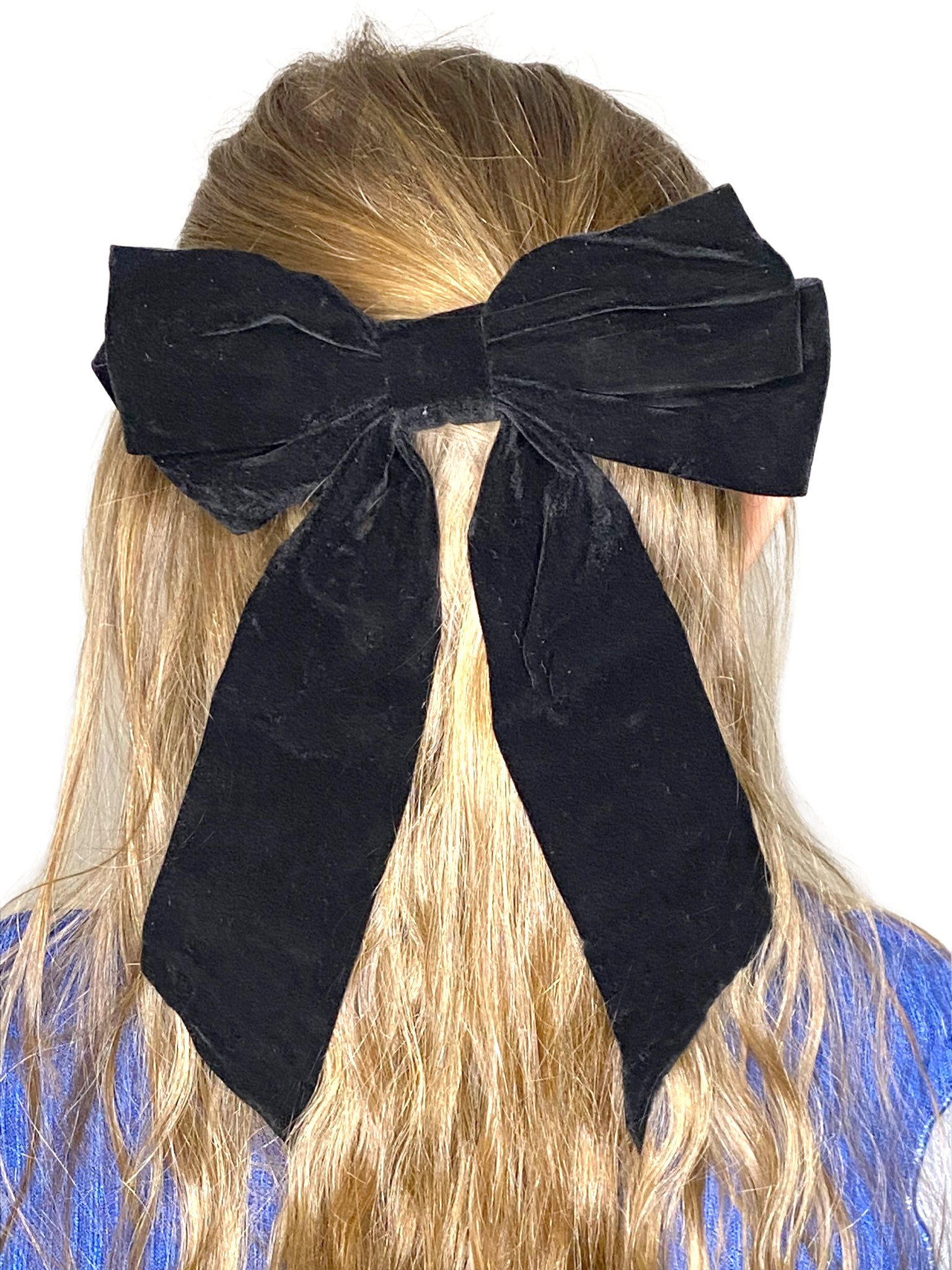 Set of 2 Hair Bow Clips in Black Velvet, Set of Clips for Girls, Girls and Adults