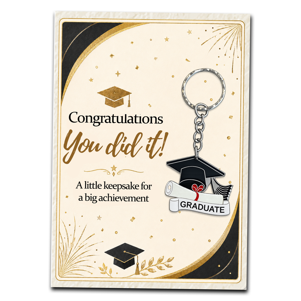 Graduation Keyring Gift for Him or Her – Congratulations Graduate Keepsake
